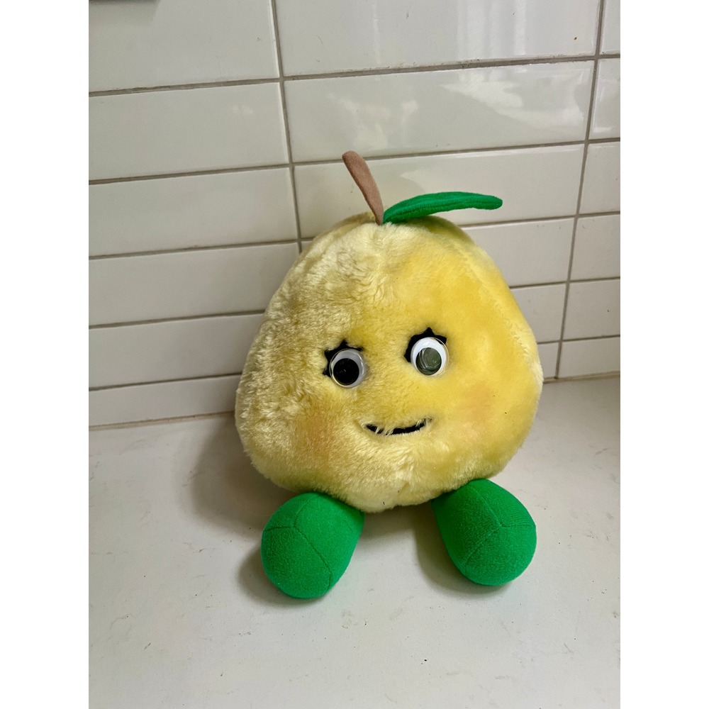 Vintage 1980s Del Monte Precious Country Yumkin Pear Plush Toy Yellow Green 9"